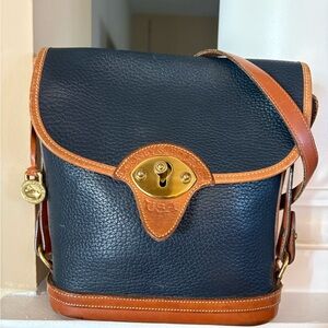 Dooney & Bourke Black Pebbled Leather Crossbody with Brown Trim